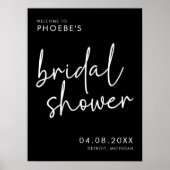 ブラックミニマルブライダルシャワーウェルカムサインポスター ポスター (正面)