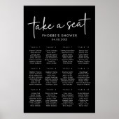 ブラックミニマルブライダルシャワー座席表 ポスター (正面)