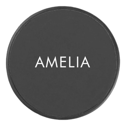 ブラックミニマルプロフェッショナルプレーンシンプル名 アイスホッケーパック (正面)