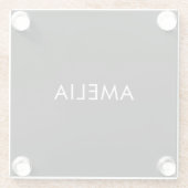 ブラックミニマルプロフェッショナルプレーンシンプル名 ガラスコースター (裏面)