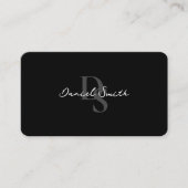 ブラックミニマルプロフェッショナルモノグラムQRコード 名刺 (正面)