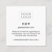 ブラックミニマルモダンサンキューBusiness Card スクエア名刺 (裏面)