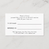 ブラックミニマルモダンプロフェッショナル 紹介カード (裏面)