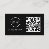 ブラックミニマルモダンプロフェッショナルQRコード 名刺 (正面)