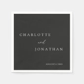 ブラックミニマルモダンリストエレガントな結婚式 スタンダードカクテルナプキン (正面)