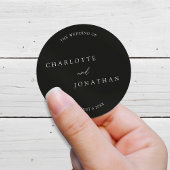 ブラックミニマルモダンリストエレガントな結婚式 ラウンドシール