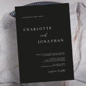 ブラックミニマルモダンリストエレガントな結婚式 招待状
