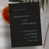 ブラックミニマルモダンリストエレガントな結婚式 招待状