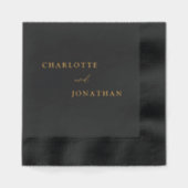 ブラックミニマルモダンリストエレガントな結婚式 箔ナプキン (正面)