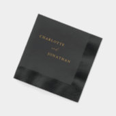 ブラックミニマルモダンリストエレガントな結婚式 箔ナプキン (左)