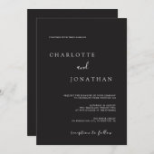 ブラックミニマルモダンリストエレガントウェディング招待状 招待状 (正面/裏面)