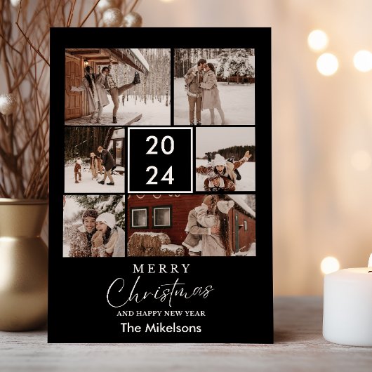 ブラックミニマルモダンリストクリスマスカップルの写真 シーズンカード