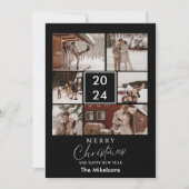 ブラックミニマルモダンリストクリスマスカップルの写真 シーズンカード (正面)