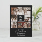 ブラックミニマルモダンリストクリスマスカップルの写真 シーズンカード (スタンド正面)