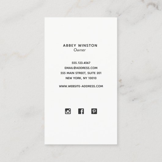 ブラックミニマルモダンリストシーシェルストライプ 名刺 (裏面)