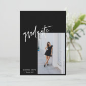 ブラックミニマルモダンリストフォト卒業 案内状 (スタンド正面)