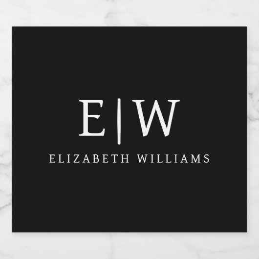 ブラックミニマルモダンリストモノグラエレガントム ビールラベル (シングルラベル)