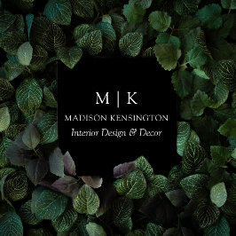 ブラックミニマルモダンリストモノグラムまたはロゴの追加 スクエア名刺