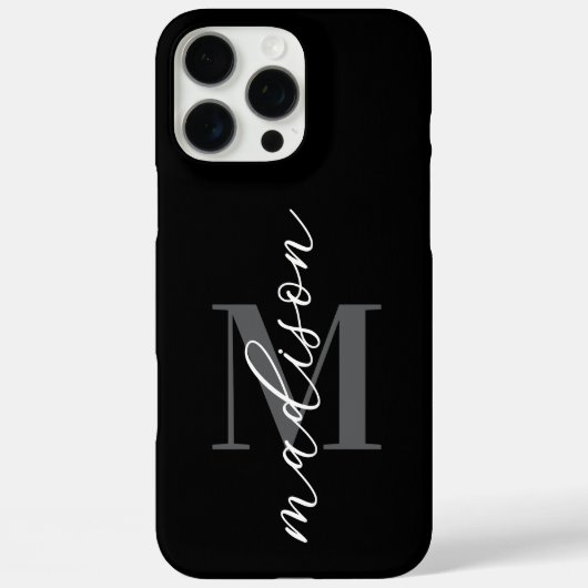 ブラックミニマルモダンリストモノグラム Case-Mate iPhoneケース (裏面)