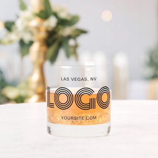 ブラックミニマルモダンリストロゴプロモーション ウイスキーグラス (インサイチュ (ウェディング))