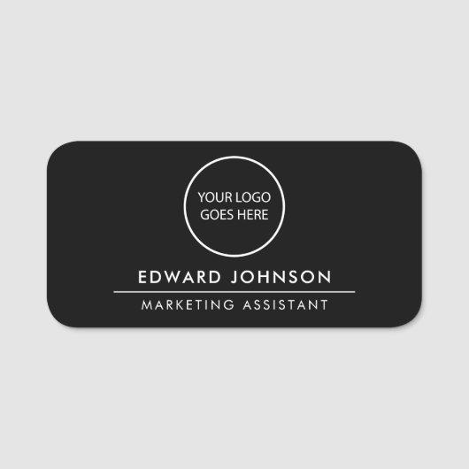 ブラックミニマルモダンリストロゴ従業員スタッフ 名札 (正面)