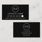 ブラックミニマルモダンリストロゴ6 Punch Reward ロイヤリティカード (正面/裏面)