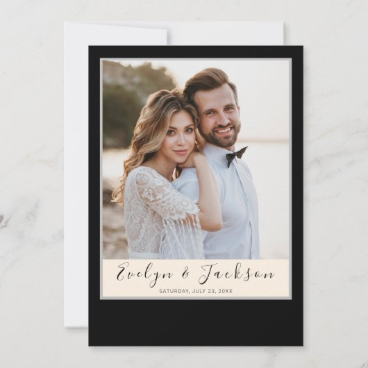 ブラックミニマルモダン秋の結婚式 招待状 (裏面)