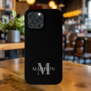 ブラックミニマルモノグラムのリスト iPhone 13 PRO MAXケース