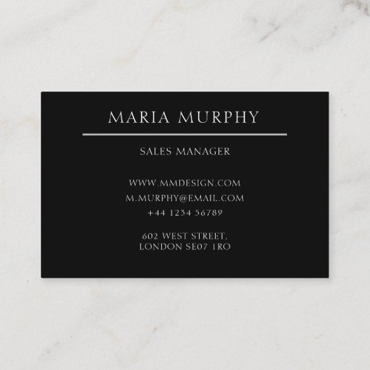 ブラックミニマルモノグラム名刺 名刺 (裏面)