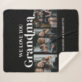 ブラックミニマルレトロ我々愛おばあちゃん3写真 シェルパブランケット (正面(横))