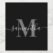 ブラックミニマル主義モノグラム ワインラベル (シングルラベル)