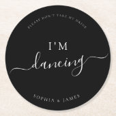 ブラックミニマル主義者は私の飲み物を飲結婚まない ラウンドペーパーコースター (正面)