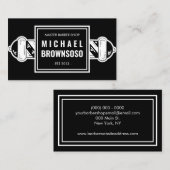 ブラックミニマル人気があるリストヴィンテージ理容師ショップ 名刺 (正面/裏面)