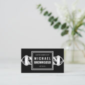 ブラックミニマル人気があるリストヴィンテージ理容師ショップ 名刺 (スタンド正面)