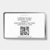 ブラックミニマル企業QR社員写真ID バッジ (裏面)