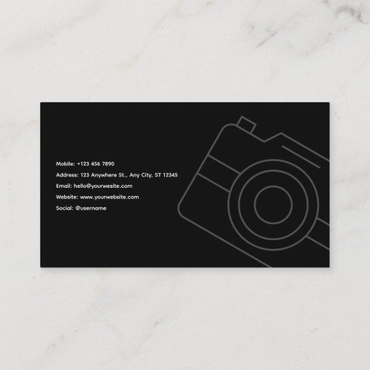 ブラックミニマル写真家名刺 名刺 (裏面)
