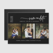 ブラックミニマル写真日付磁気カードを保存 (正面/裏面)