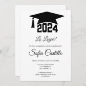 ブラックミニマル卒業招待状 招待状 (正面/裏面)