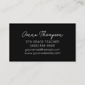 ブラックミニマル名前をカスタムする先生レッドアップルギフト 名刺 (裏面)