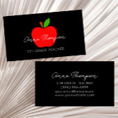 ブラックミニマル名前をカスタムする先生レッドアップルギフト 名刺