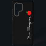 ブラックミニマル名前をカスタムする先生レッドアップルギフト SAMSUNG GALAXY S22 ULTRAケース<br><div class="desc">これはブラック名前をカスタムするミニマル先生レッドアップルギフト銀河系電話ケース！</div>