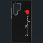 ブラックミニマル名前をカスタムする先生レッドアップルギフト SAMSUNG GALAXY S22 ULTRAケース<br><div class="desc">これはブラック名前をカスタムするミニマル先生レッドアップルギフト銀河系電話ケース！</div>