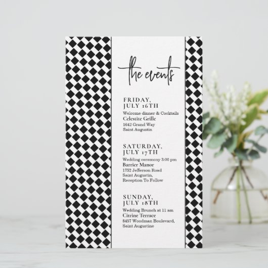 ブラックミニマル文字の結婚イベントタイムライン (スタンド正面)