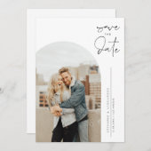 ブラックミニマル書道写真 セーブザデート (正面/裏面)