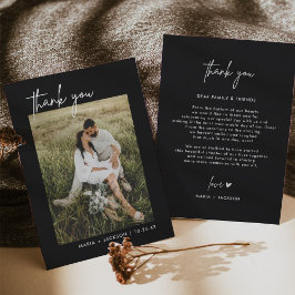 ブラックミニマル結婚リストのサンキューカード サンキューカード