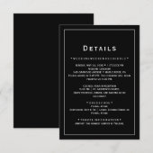 ブラックミニマル結婚リストの詳細カード エンクロージャーカード (正面/裏面)
