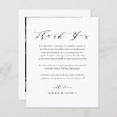 ブラックミニマル結婚リストスクリプトのサンキューカード (正面/裏面)