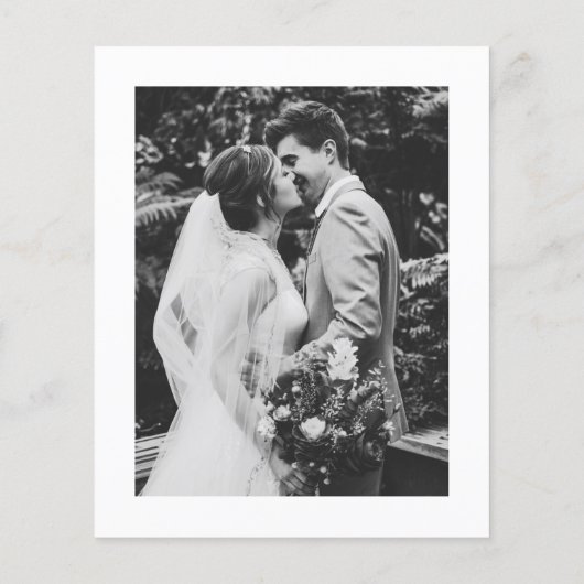 ブラックミニマル結婚リストスクリプトのサンキューカード (裏面)