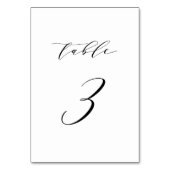 ブラックミニマル結婚リストスクリプトのテーブル番号3 テーブルナンバー (裏面)