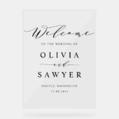 ブラックミニマル結婚リストスクリプトへようこそ アクリルサイン (正面)